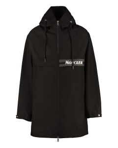 Moncler Zip-Up Logo Printed Hooded Coat