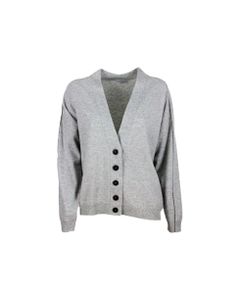Cardigan Sweater With Sparkling Stripes