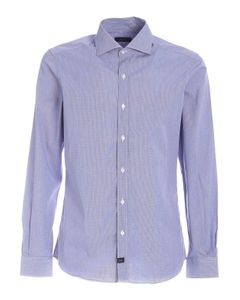 Micro check shirt in blue and white