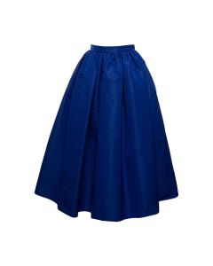Alexander Mcqueen Woman's Blue Curled Polyfaille Midi Skirt