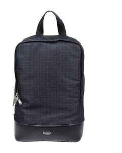 Balmain Backpack In Black Nylon With Monogram Logo