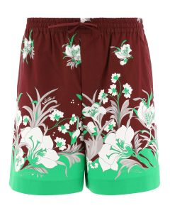 Valentino Floral Printed Wide Leg Shorts