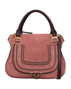 Marcie Hand Bag In Rose-pink Suede And Leather