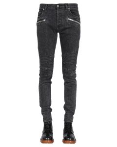 Balmain Ribbed-Knee Skinny Jeans