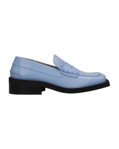 Loafers In Cyan Leather