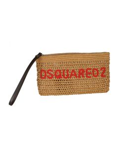 Logo Embroidered Perforated Clutch
