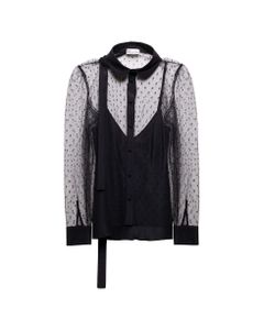Red Valentino Woman's Black Tulle Point D'esprit Shirt