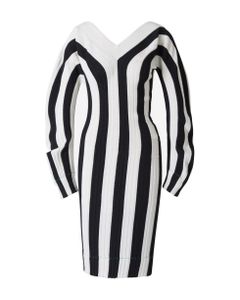 V-neck Striped Ribbed Dress