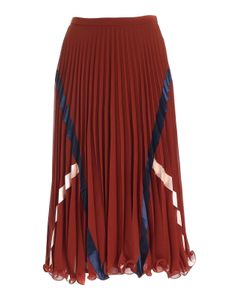 Pleated skirt in brown
