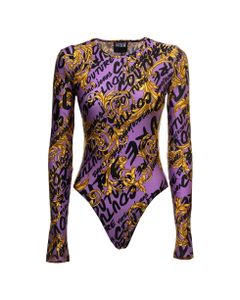 Versace Jeans Couture Woman's Lilac Fabric Body With Logo Brush Print