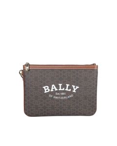 Bally Logo Printed Zipped Clutch Bag