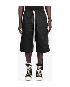 Mt Drawstring Shorts Black cotton twill bermuda with elastic waistband - MT drawstring short