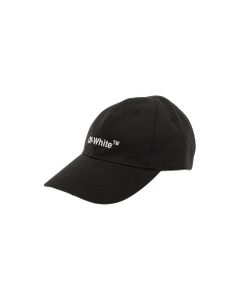 Off White Man's Black Cotton Helvetica Hat With Logo
