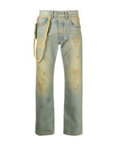 Green And Blue Cotton Jeans