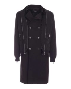 Karl Lagerfeld Double-Breasted Bomber Trench Coat