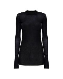 Rick Owens Woman's Long Sleeved Viscose And Silk Black Sweater