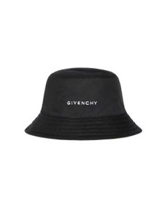 Man Bucket Hat In Black Nylon With Logo