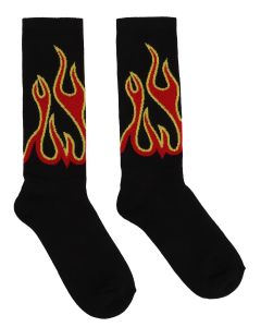 Palm Angels Burning Flames Intarsia Knit Socks