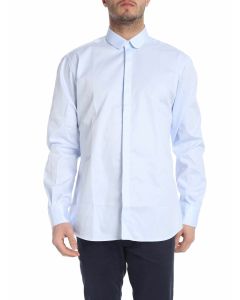 Shirt with rounded collar in light blue