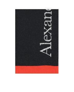 Alexander McQueen Logo Intarsia Fringed Scarf