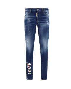 Dsquared2 Logo Printed Distressed Jeans