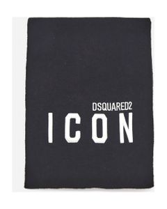 Wool Scarf With Contrasting Embroidered Logo