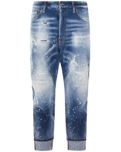 Dsquared2 Faded Effect Logo Patch Cropped Jeans