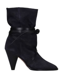 Lidly High Heels Ankle Boots In Black Suede And Leather