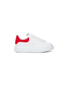 Alexander Mcqueen Woman 's White Leather With Red Heel Tab Oversize Sneakers