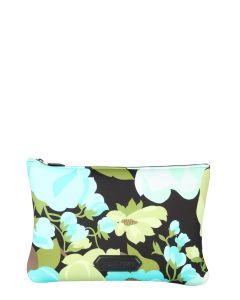 Tom Ford Floral Print Logo Patch Zipped Pouch