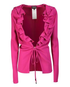 Tom Ford Ruffled Collar Long-Sleeved Top