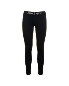 Black Technical Fabric Leggings With Logo Palm Angels Woman