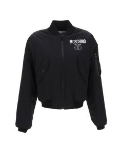 Moschino Logo Printed Zipped Bomber Jacket