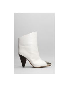 Lapio Texan Ankle Boots In White Leather
