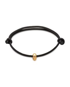 Atticus Skull Gold Plated Sterling Silver And Leather Cord Bracelet