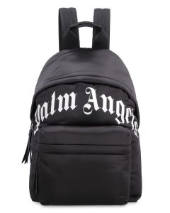 Palm Angels Curved Logo Print Backpack