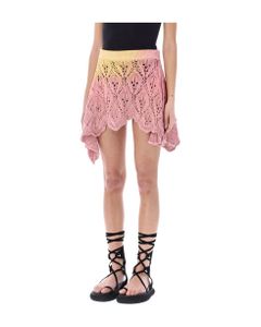 Asymmetric Crochet Mini Skirt
