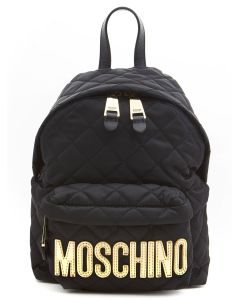 Moschino Logo Patched Quilted Backpack