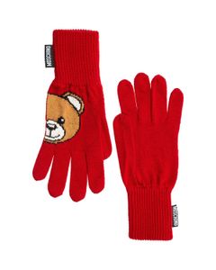 Moschino Teddy Bear Intarsia Gloves