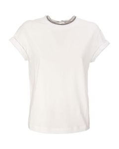 Stretch Cotton Jersey T-shirt With Precious Faux-layering