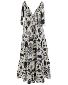 P.A.R.O.S.H. Floral-Printed Shoulder Strapped Midi Dress