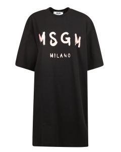 MSGM Logo Printed Crewneck T-Shirt Dress