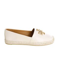 Gold Logo Leather Flat Shoes
