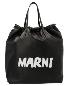 Marni Logo Print Top-Handle Backpack