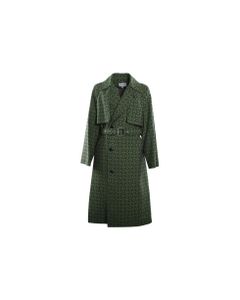 Cotton Canvas Coat With All-over Anagram Motif