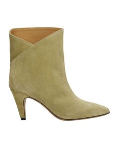 Delf High Heels Ankle Boots In Beige Suede