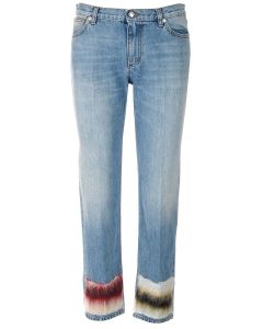 Marni Cropped Straight-Leg Striped Patch Jeans
