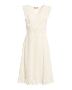 Embroidered cotton flared dress