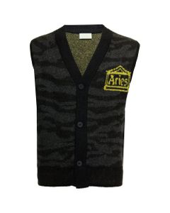 Aries Man's Mohair Blend Vest With Logo