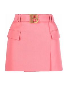 Short Pink Grain De Poudre Skirt